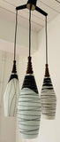 1960s Czech Zukov Black & White Milky Glass Hanging Light