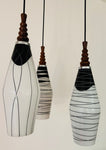 1960s Czech Zukov Black & White Milky Glass Hanging Light