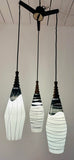 1960s Czech Zukov Black & White Milky Glass Hanging Light