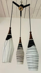 1960s Czech Zukov Black & White Milky Glass Hanging Light