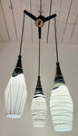 1960s Czech Zukov Black & White Milky Glass Hanging Light