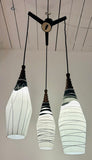 1960s Czech Zukov Black & White Milky Glass Hanging Light