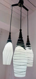 1960s Czech Zukov Black & White Milky Glass Hanging Light