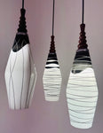 1960s Czech Zukov Black & White Milky Glass Hanging Light