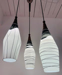 1960s Czech Zukov Black & White Milky Glass Hanging Light