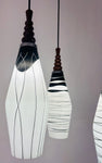 1960s Czech Zukov Black & White Milky Glass Hanging Light