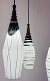 1960s Czech Zukov Black & White Milky Glass Hanging Light