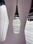 1960s Czech Zukov Black & White Milky Glass Hanging Light