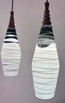 1960s Czech Zukov Black & White Milky Glass Hanging Light