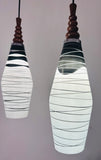 1960s Czech Zukov Black & White Milky Glass Hanging Light