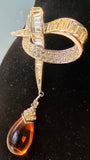 1960s Marcel Boucher Ribbon & Amber Teardrop Brooch 8102P