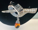 1960s Marcel Boucher Ribbon & Amber Teardrop Brooch 8102P