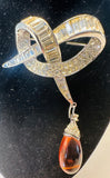1960s Marcel Boucher Ribbon & Amber Teardrop Brooch 8102P