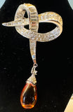 1960s Marcel Boucher Ribbon & Amber Teardrop Brooch 8102P