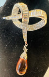 1960s Marcel Boucher Ribbon & Amber Teardrop Brooch 8102P