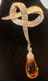 1960s Marcel Boucher Ribbon & Amber Teardrop Brooch 8102P