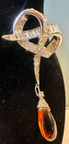 1960s Marcel Boucher Ribbon & Amber Teardrop Brooch 8102P