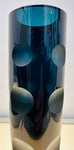 1960s German Friedrich Blue Lens Cut Crystal Vase