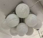 1960s German Leclaire & Schäfer 9 Frosted Globe Flush Mount