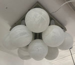 1960s German Leclaire & Schäfer 9 Frosted Globe Flush Mount