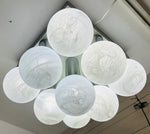 1960s German Leclaire & Schäfer 9 Frosted Globe Flush Mount