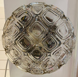 1960s German WILA Geometric Round Glass Flush Mount or Wall Light