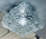 1960s German WILA Geometric Glass Flush Mount or Wall Light