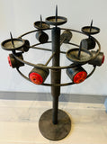 1960s Italian Brutalist Iron and Ceramic Floor Candleholder