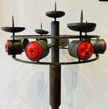 1960s Italian Brutalist Iron and Ceramic Floor Standing Candleholder