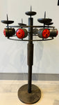 1960s Italian Brutalist Iron and Ceramic Floor Standing Candleholder
