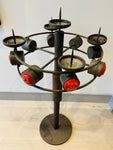 1960s Italian Brutalist Iron and Ceramic Floor Candleholder