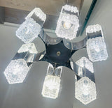 1960s Italian Sciolari Chrome & Geometric Glass Chandelier