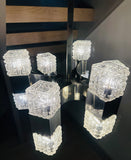 1960s Italian Sciolari Chrome & Geometric Glass Chandelier