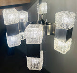 1960s Italian Sciolari Chrome & Geometric Glass Chandelier