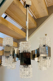1960s Italian Sciolari Chrome & Geometric Glass Chandelier