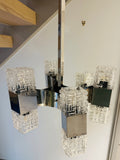 1960s Italian Sciolari Chrome & Geometric Glass Chandelier