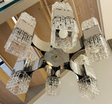 1960s Italian Sciolari Chrome & Geometric Glass Chandelier