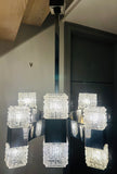 1960s Italian Sciolari Chrome & Geometric Glass Chandelier