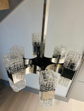 1960s Italian Sciolari Chrome & Geometric Glass Chandelier
