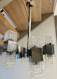 1960s Italian Sciolari Chrome & Geometric Glass Chandelier