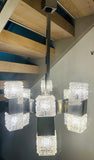 1960s Italian Sciolari Chrome & Geometric Glass Chandelier