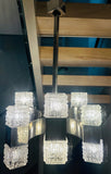 1960s Italian Sciolari Chrome & Geometric Glass Chandelier