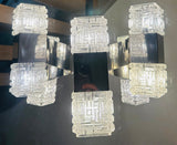 1960s Italian Sciolari Chrome & Geometric Glass Chandelier