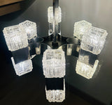 1960s Italian Sciolari Chrome & Geometric Glass Chandelier