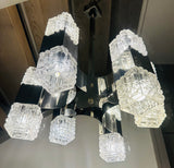 1960s Italian Sciolari Chrome & Geometric Glass Chandelier