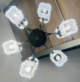 1960s Italian Sciolari Chrome & Geometric Glass Chandelier