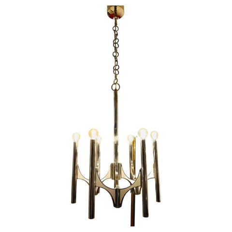 1960s Italian Sciolari 6-Light Chrome Chandelier