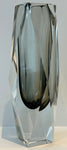 1960s Italian Murano Grey Glass Geometric Vase