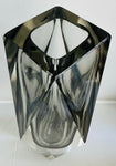 1960s Italian Murano Grey Glass Geometric Vase