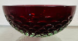 1960s Italian Murano Red, Iridescent Green & Clear Glass Indented Bowl